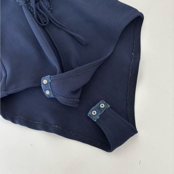 Y2K Bodysuit Large Floral Lace Deep V Neckline Romantic Dark Academia Balletcore - Picture 14 of 16